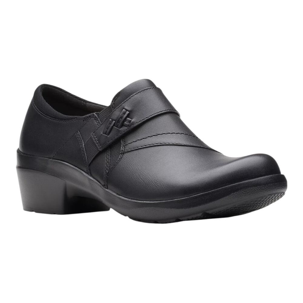 Clarks Women's Angie Pearl Leather Slip On Casual Shoes Black Size 9 W